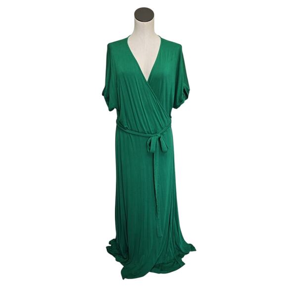 Eloquii Emerald Green True Wrap Stretch Jersey Knit Dress Size 18 Party Wedding - Picture 1 of 10